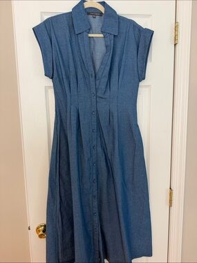 julia jordan Blue Button-Front Midi Dress